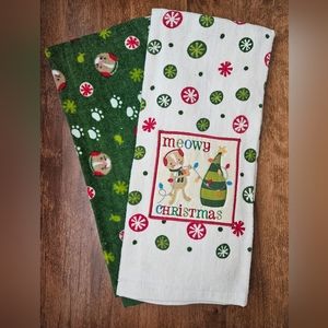 Meowy Christmas - NWOT Set of 2 Dish Towels